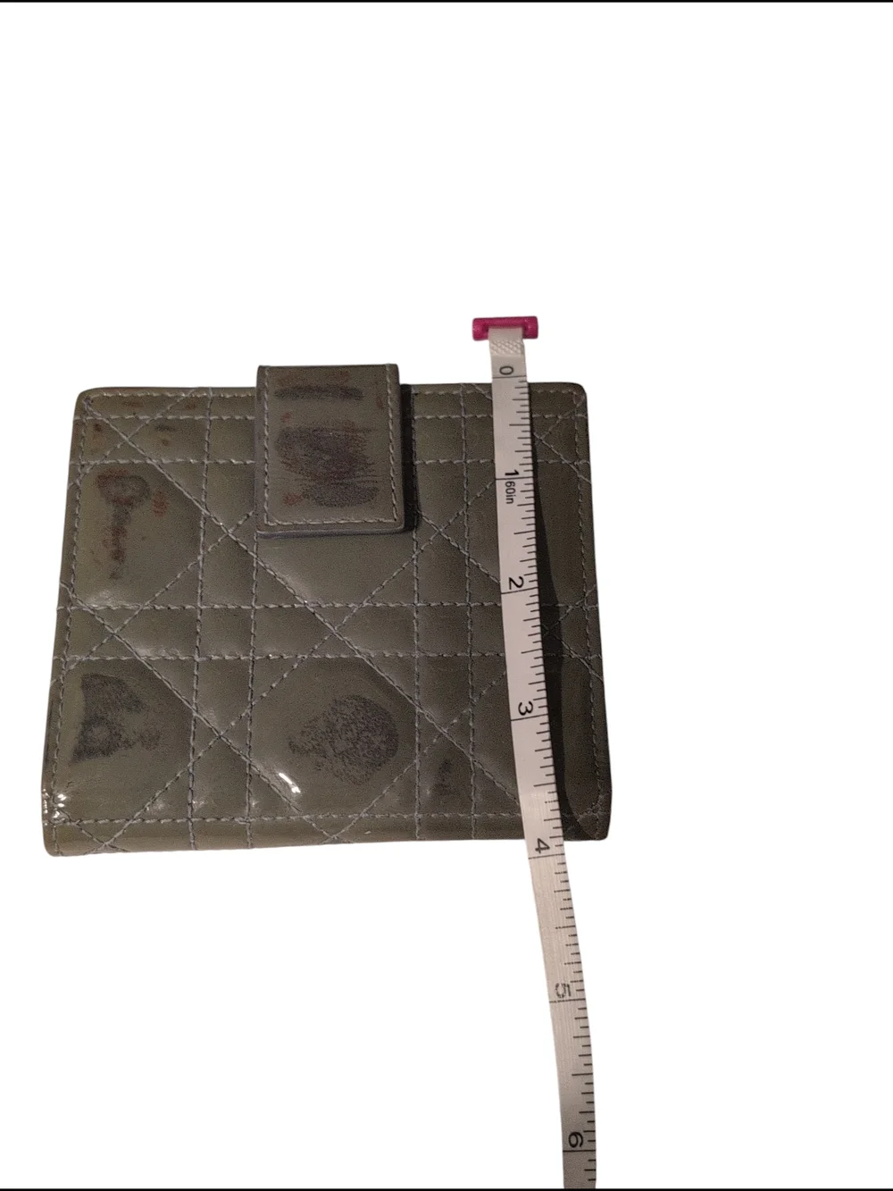 Patent Quilted Gray Snap Wallet